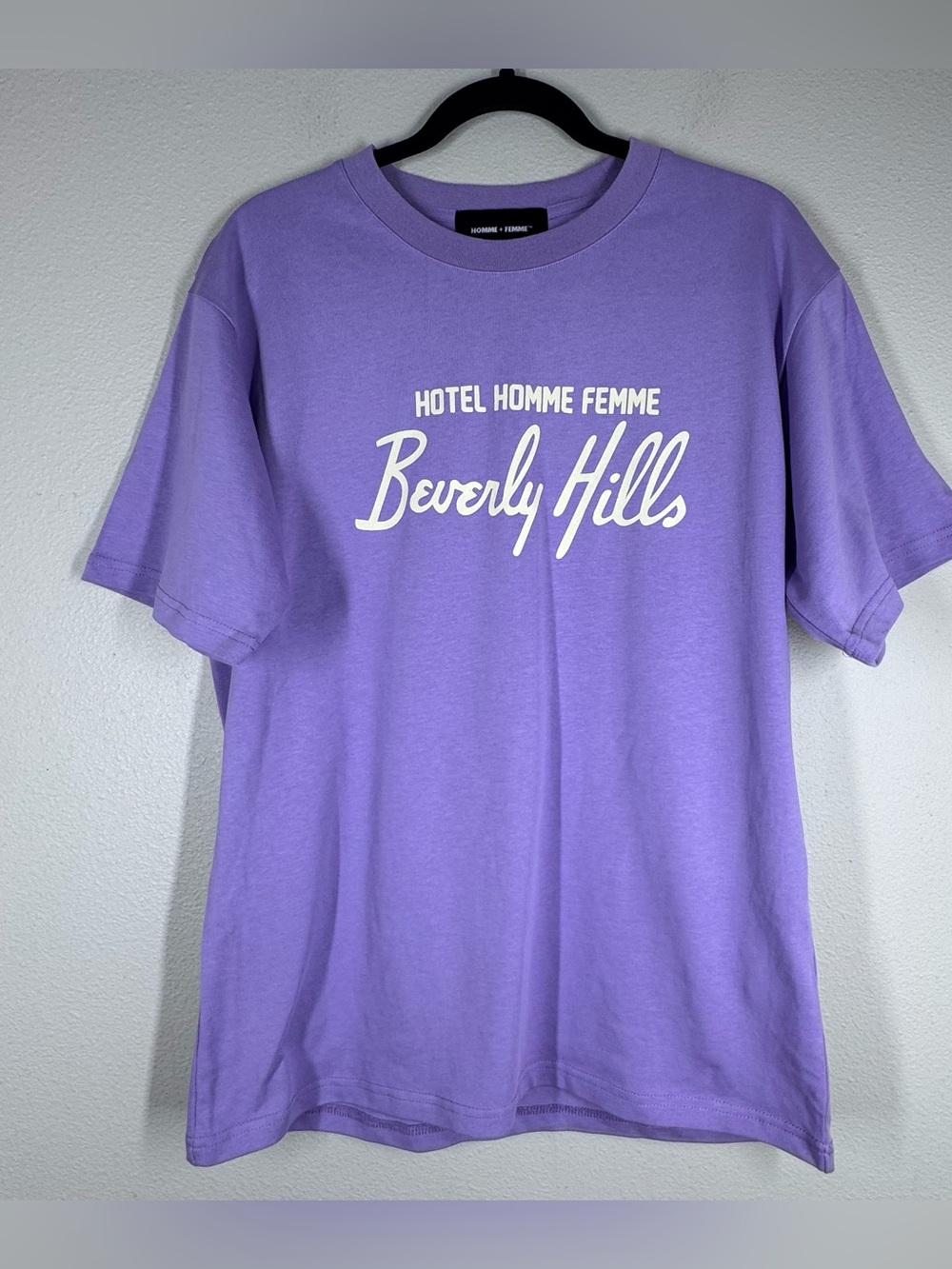 Homme + Femme T-Shirt Men's Small Purple White Crew Neck Street Wear Unisex